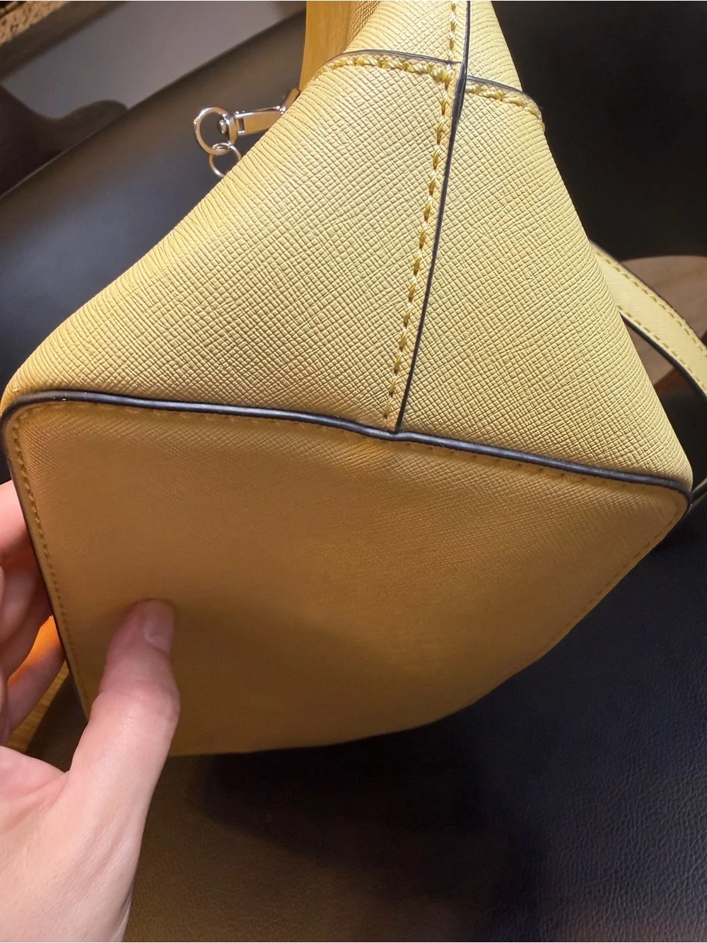 GUESS Los Angeles Yellow Tote with Gold Accent Charm